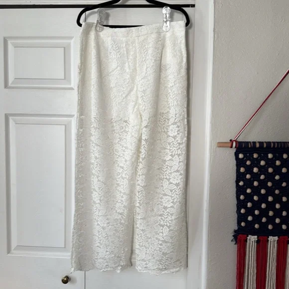 Zara Cream Lace Cropped Pants - Picture 5 of 7